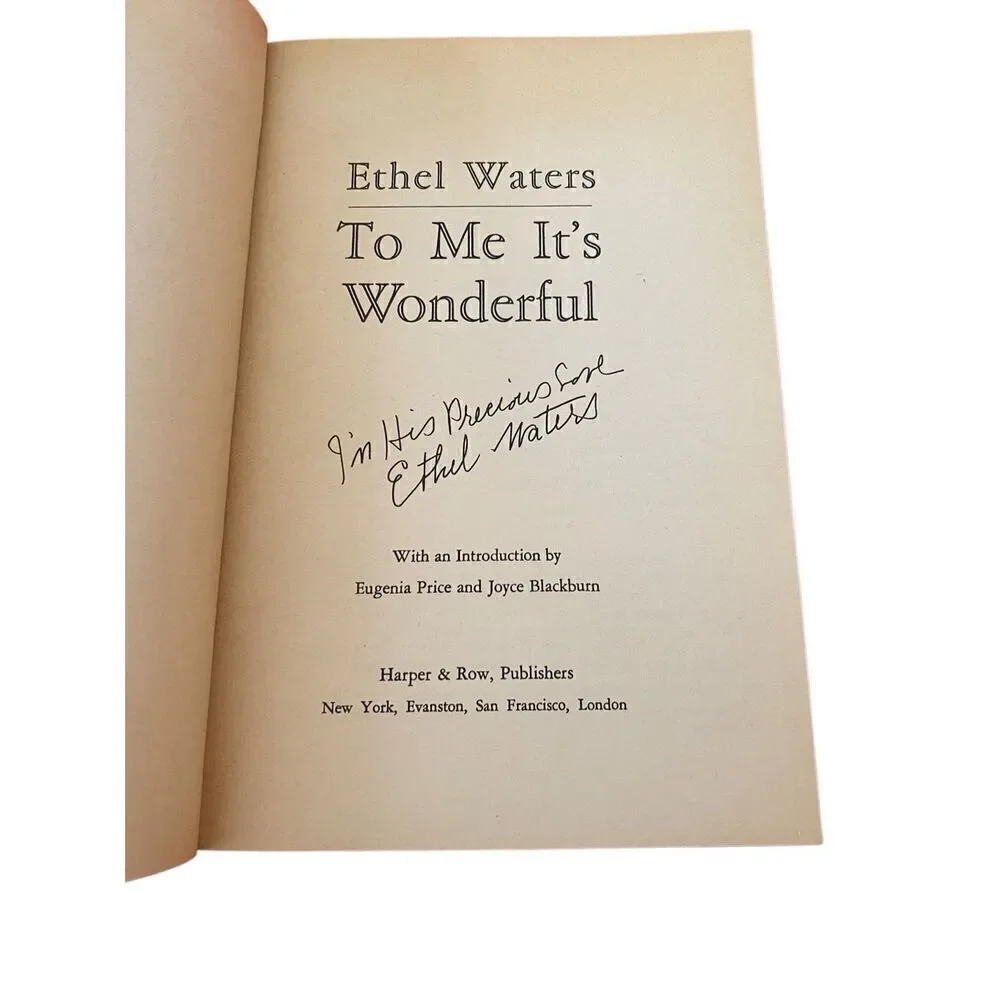 To Me Its Wonderful Signed by Ethel Waters Paperback Book Autographed